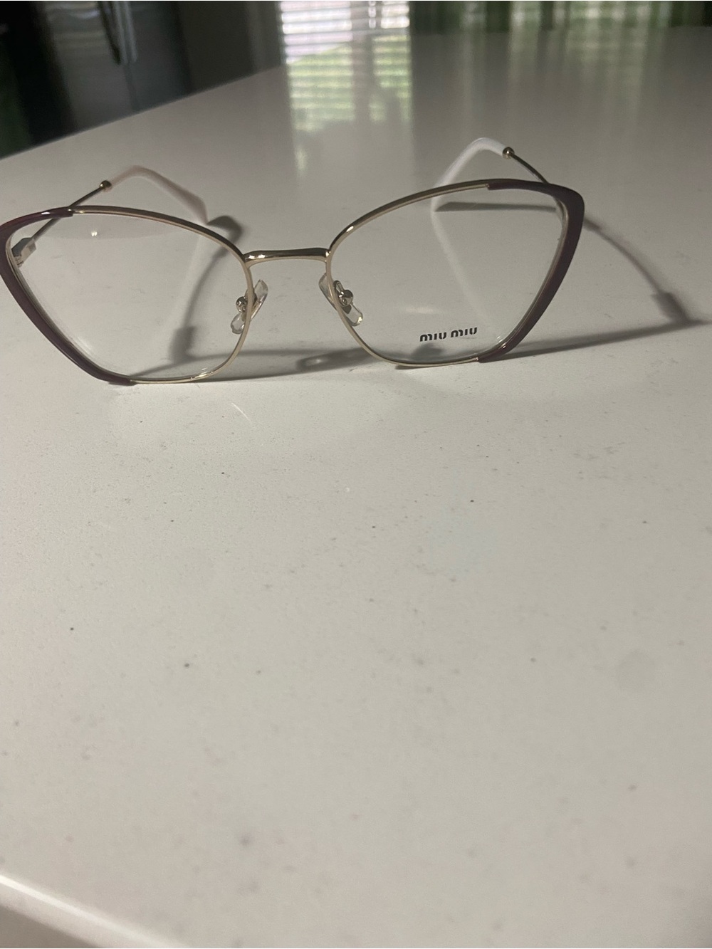 Miu Miu Cat-Eye Metal Frame Glasses in Lavender and Gold new without tags